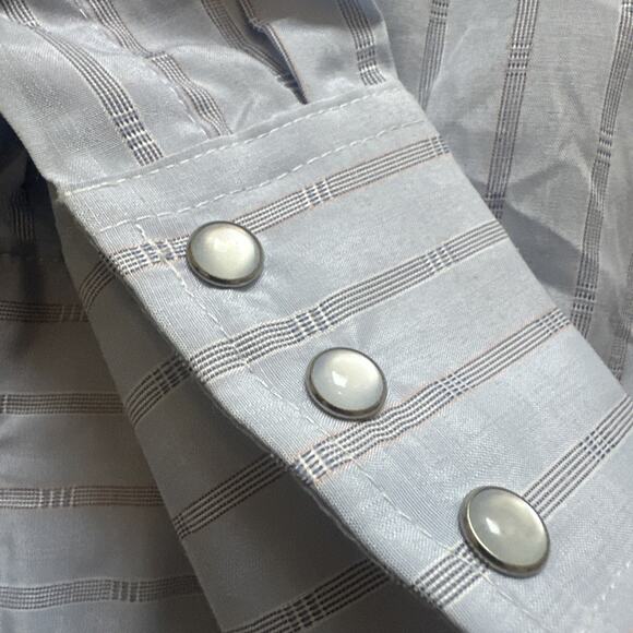 NWT Roper Men's S Long Sleeve Pearl Snaps Gray Striped Western Shirt - Picture 3 of 6